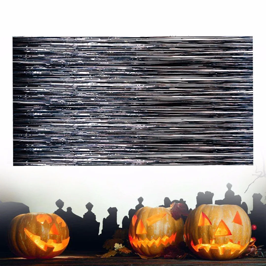 

JX-LCLYL 91 x 243cm Party Halloween Fringe Door Curtain Decoration House Props Black New