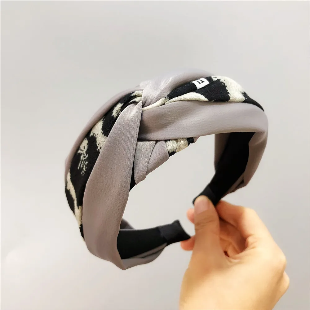 Personalized Leopard Colorblock Headband Goddess Temperament Fabric Wide |