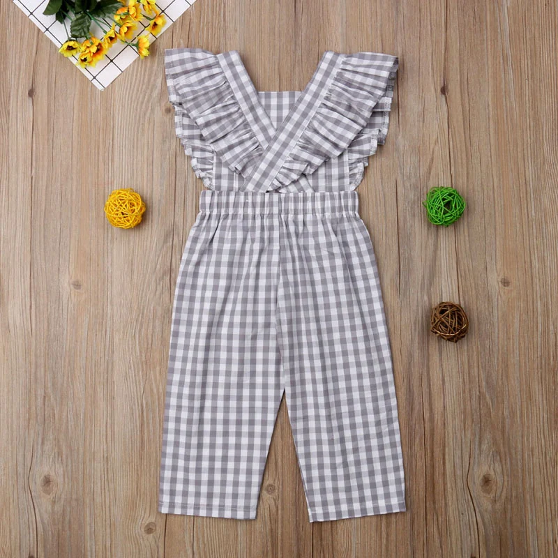

Toddler Kids Baby Girls Plaid Romper One-Pieces Jumpsuit Playsuit Sunsuit 2019 New Arrival Fashion Children Baby Girls Clothes