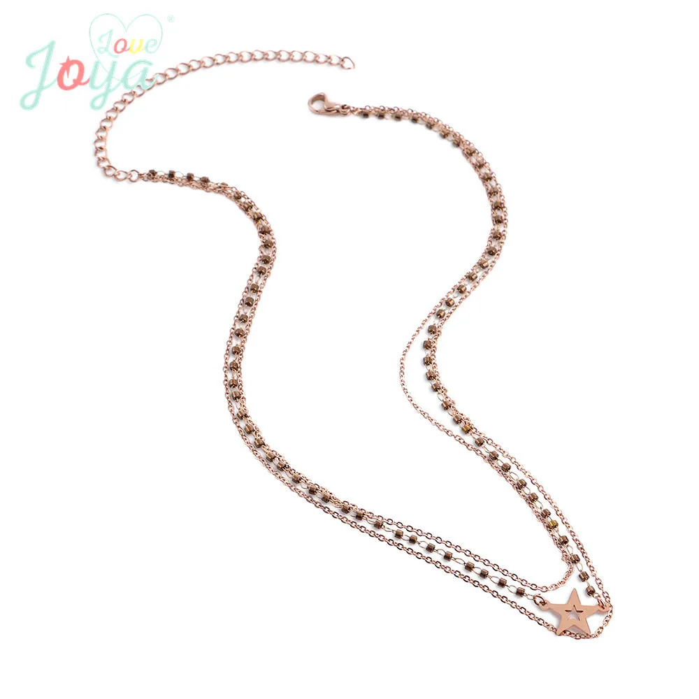 

Badu Stainless Steel Fashionable Multi-layer Choker Necklace For Women Boho Pentagram Pendant Necklace Jewelry Wholesale