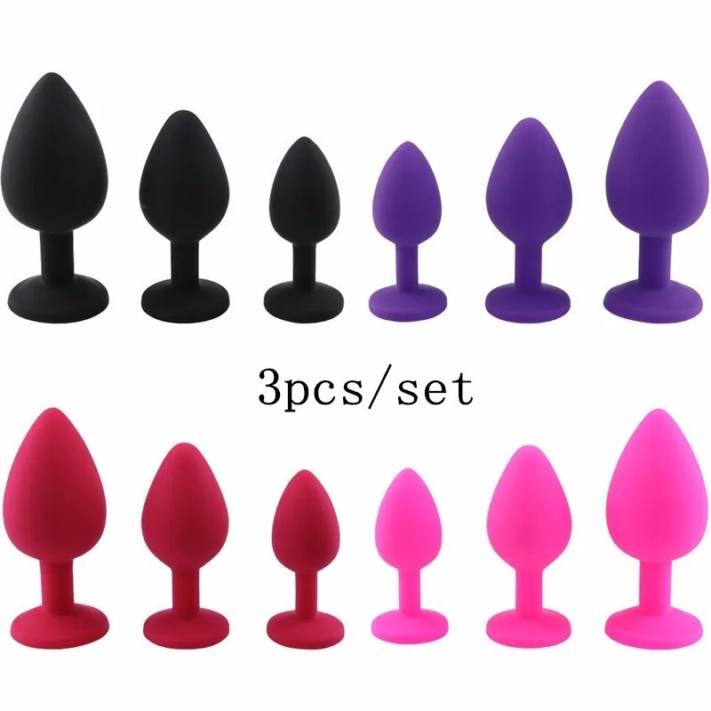 Силиконовая Анальная пробка со съемными кристаллами 3 шт./компл. массажер для
