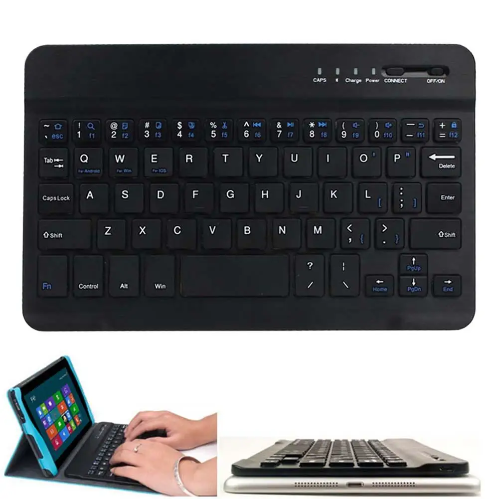Алюминиевая Мини Беспроводная Bluetooth клавиатура для Windows Android подставка Apple pc