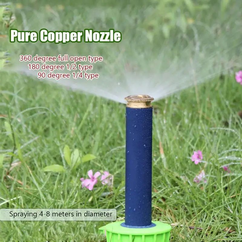 

90-360 Degree Pop up Sprinklers Pure Copper Automatic Retractable Lawn Spray Nozzle Garden Supplies Lawn Watering Cooling