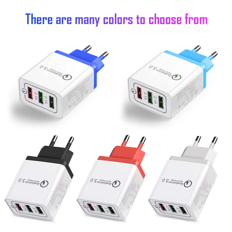 18 Вт QC3.0 USB 2.1A зарядное устройство для мобильного телефона 3 порта Быстрая зарядка