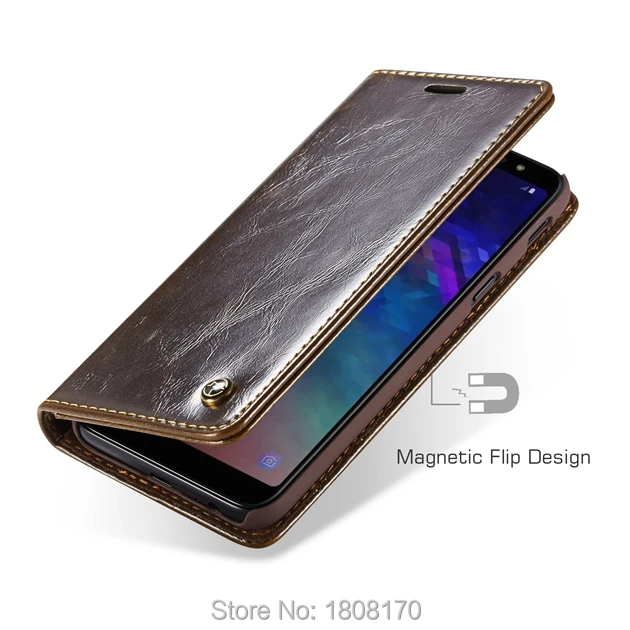 CaseMe кожаный чехол-кошелек для Samsung Galaxy A6 A8 2018 J4 J6 Plus Ретро стиль подставка карт