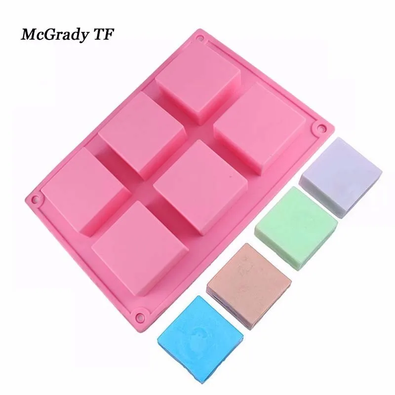 MAC Новый 16*23 см 6 полостей 3D ручной прямоугольник Площадь силикона Мыло плесень
