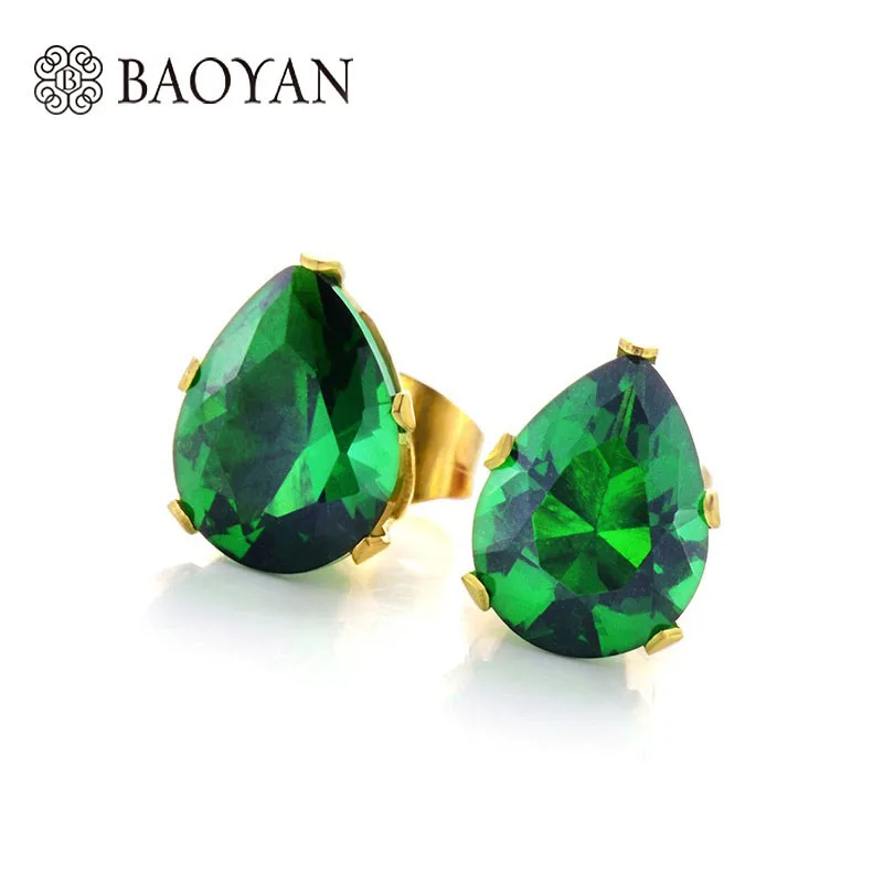 7*9MM Gold Color Stainless Steel Stud Earring Sets For Women 7 Colors Zircon Crystal N20 | Украшения и аксессуары