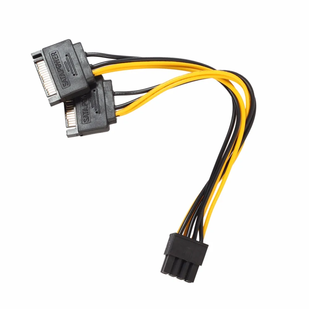 Видеокарта SATA кабель питания 17 см 8 pin 15 Pin (6 + 2) папа двойной PCI Express Майнинг адаптер