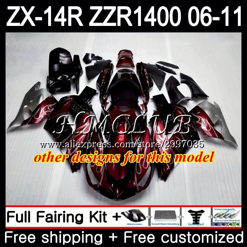 Набор для KAWASAKI NINJA ZX 14R 2006 2007 2008 2009 2010 2011 68HC. 3 ZX-14R ZZR1400 ZX14R 06 07 08 09 10 11 глянцевый черный