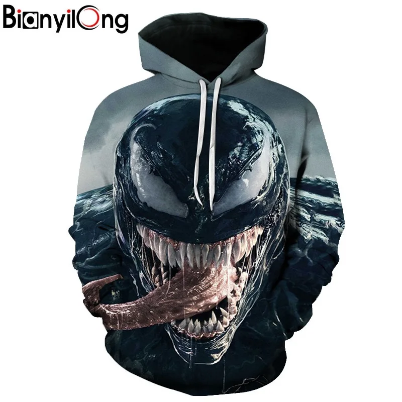 BIANYILONG 2018 новые мужские толстовки с капюшоном фильм Человек-паук ядом злодей