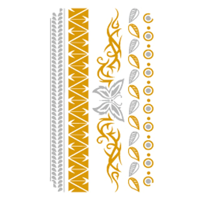 

Wyuen Metallic Gold Silver Fake Tatoo Body Art Temporary Tattoos Flash Tatoo Women Body Art Tattoo Stickers TX-008