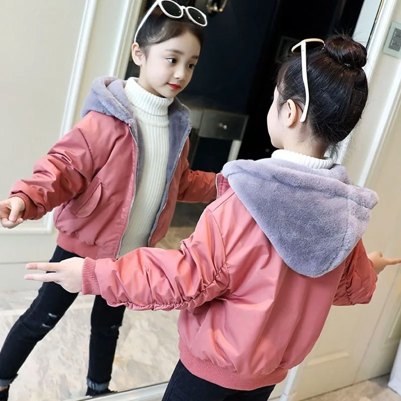 Fleece Teenage Children Coat Baby Girls Winter Coats Long Sleeve Clothes Thick Sports Toddler Jacket Hooded Kids Outerwear 2018 | Детская