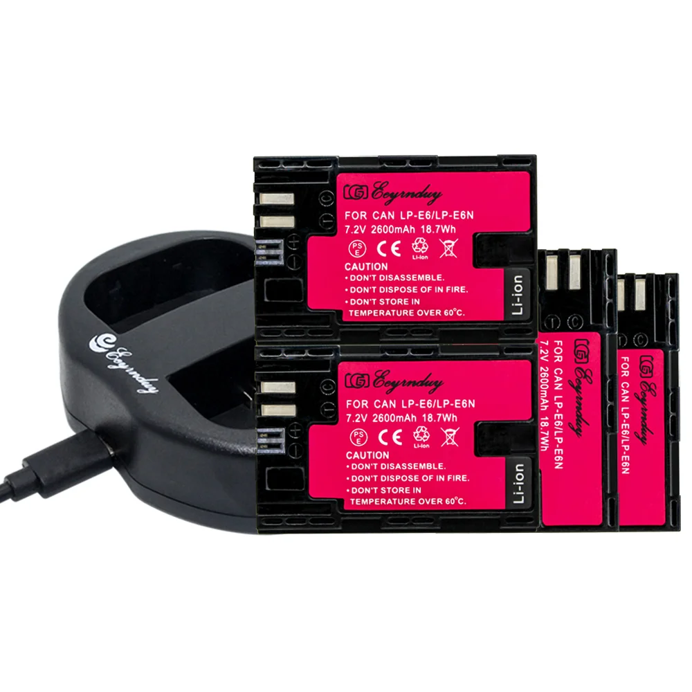 LP-E6/LP-E6N аккумулятор (4 комплекта) и USB двойное зарядное устройство для Canon EOS 5D2 5D3 6D