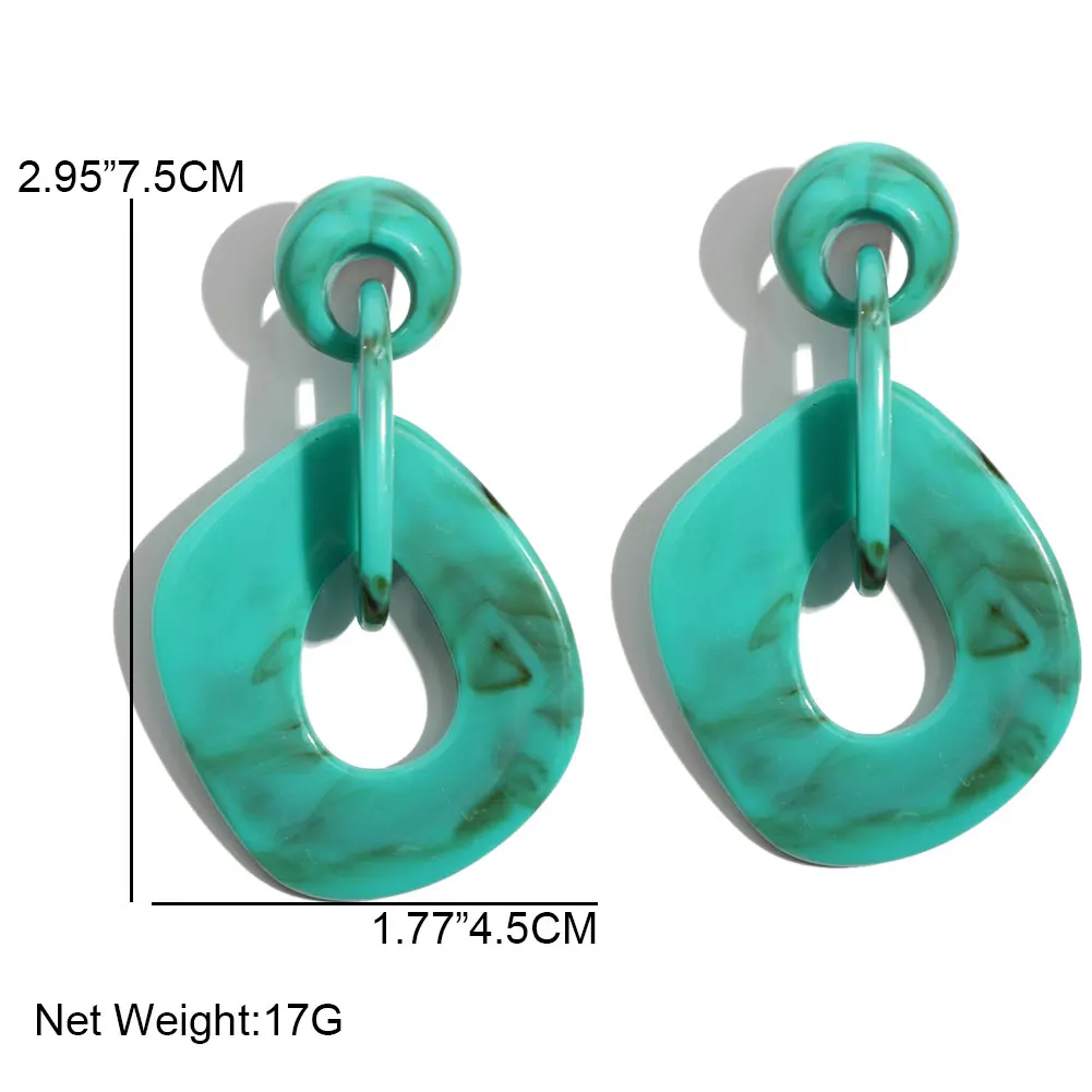 Flatfoosie Acrylic Geometric Big Drop Earrings For Women Girl Resin Fashion Statement Party Charm Dangle Earring Elegant Jewelry | Украшения