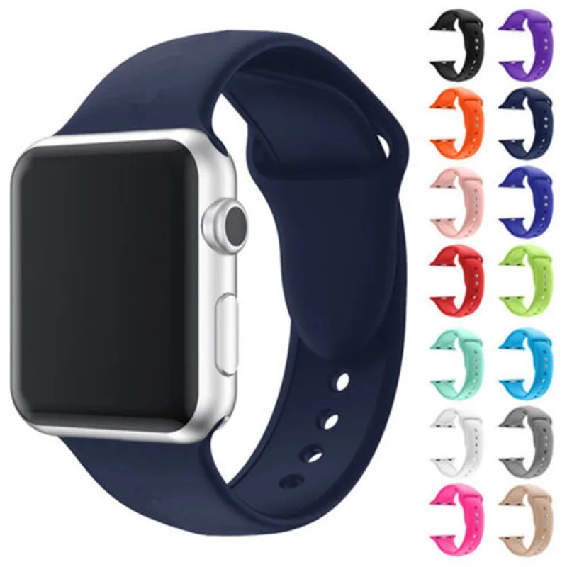 Новый силиконовый спортивный ремешок многоцветный для часов Apple Watch 38 мм-42 мм