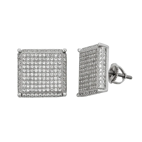 YGI SZE4586W2W Стерлинговое Серебро родий Micropave квадратный винт Back Stud 15x15 in.|Серьги| |