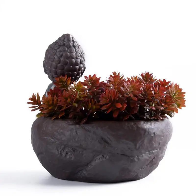 

Creative Parlour Decoration Small Monk Purple Pottery Water Culture Flower Decoration Ceramic Flowerpot