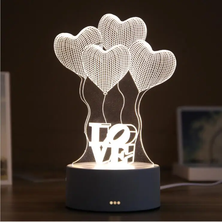 3D Смола Ночной светильник LED Настольная лампа с милым медведем любовь замок