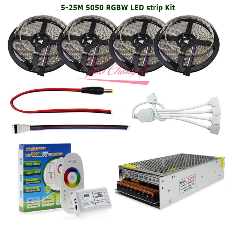 Светодиодная лента 5 20 м 12 В постоянного тока RGBW RGBWW 5050 гибкая + 2 4G Φ комплект