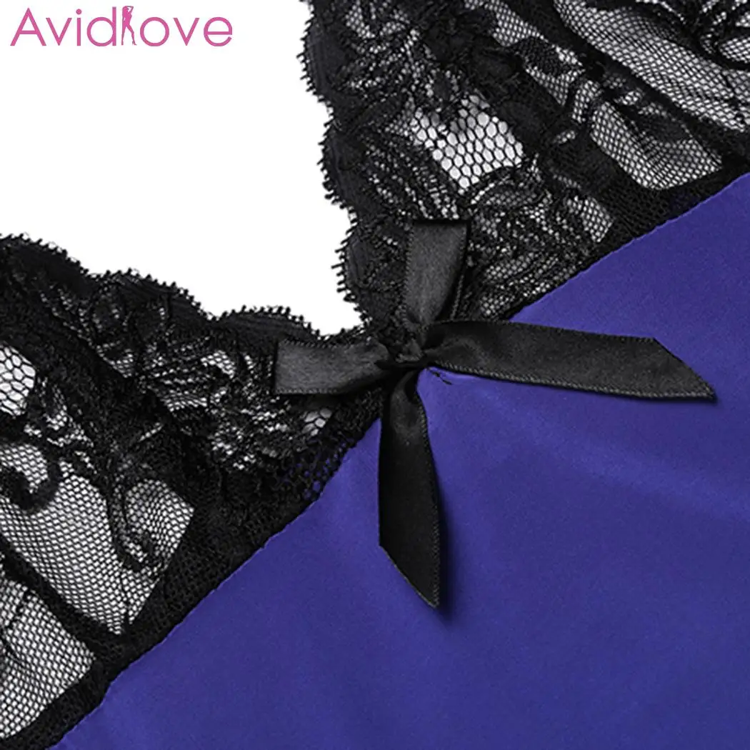 Женская ночная рубашка Avidlove кружевное атласное нижнее белье с v-образным вырезом