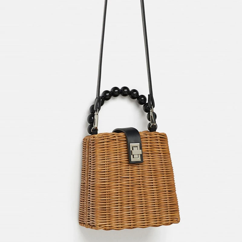 Bead Hand-Woven Straw Bag Women Small Tote Bags For Summer Travel Handle Ladies Shoulder Girl | Багаж и сумки