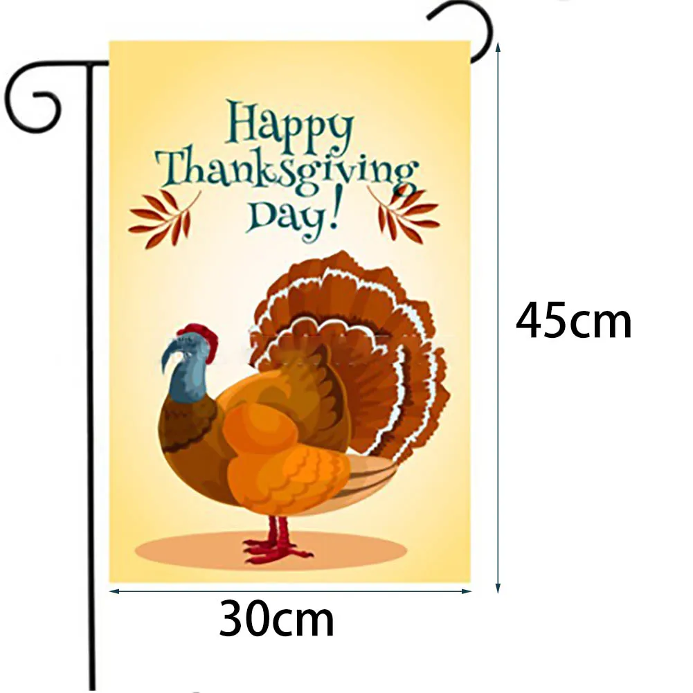 Thanksgiving Garden Flag Decorations Double Sided Printing Flags Burlap Turkey Design Yard Outdoor Holiday Ornament decor | Дом и сад