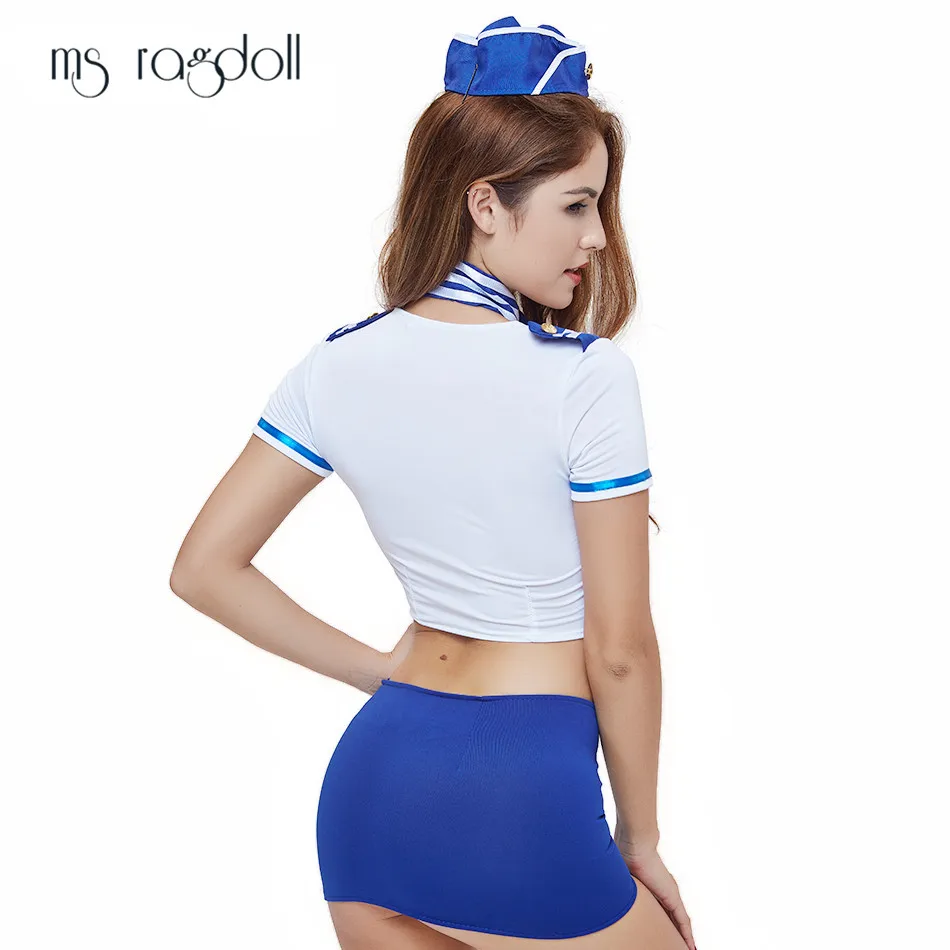 MS Ragdoll Flight костюм Бортпроводницы Сексуальная ролевая форма стюардессы Minifalda Disfraces
