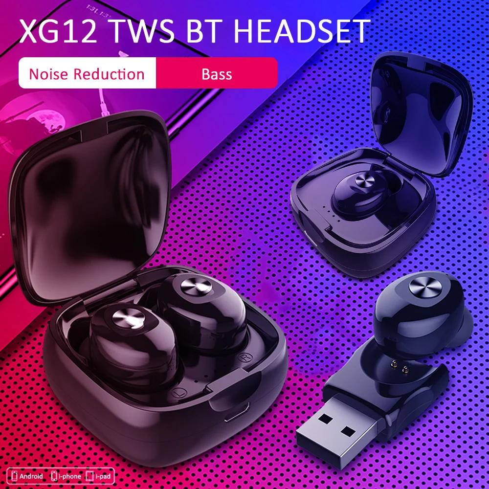 XG12 наушники-вкладыши TWS Bluetooth наушники Беспроводной наушников двойной проход 3D