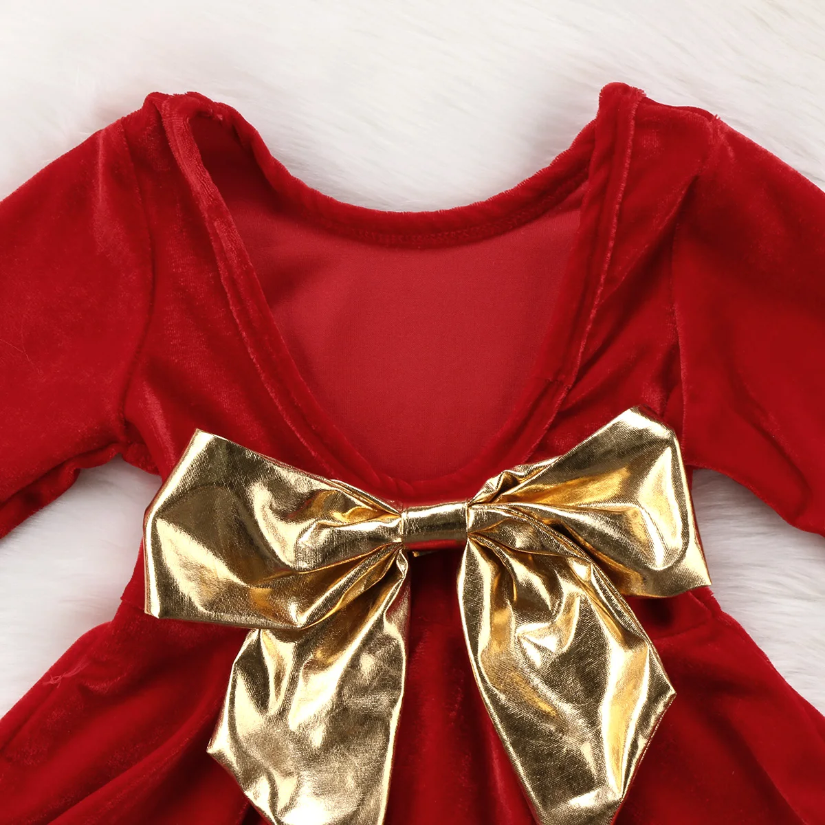 Xmas Toddler Kids Baby Girl Long Sleeve Bowknot Princess Girls Formal Pageant Party Dress Christmas Clothes | Детская одежда и