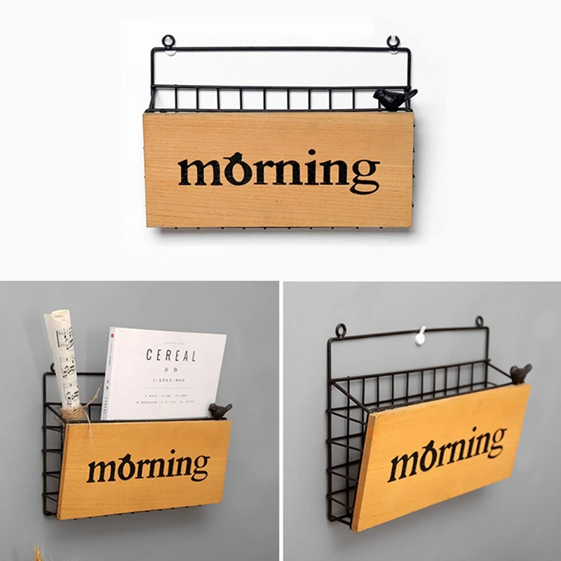 Скандинавский Простой Настенный железный стеллаж для хранения газет креативные