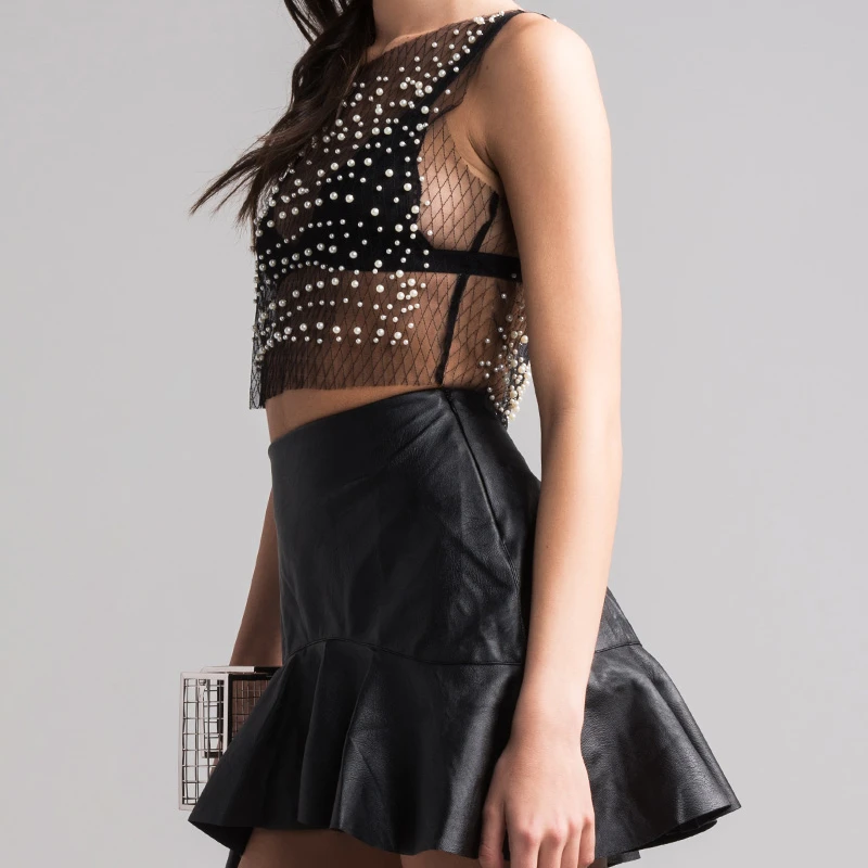 NOT THE MADONNA PEARL MESH CROP TOP |