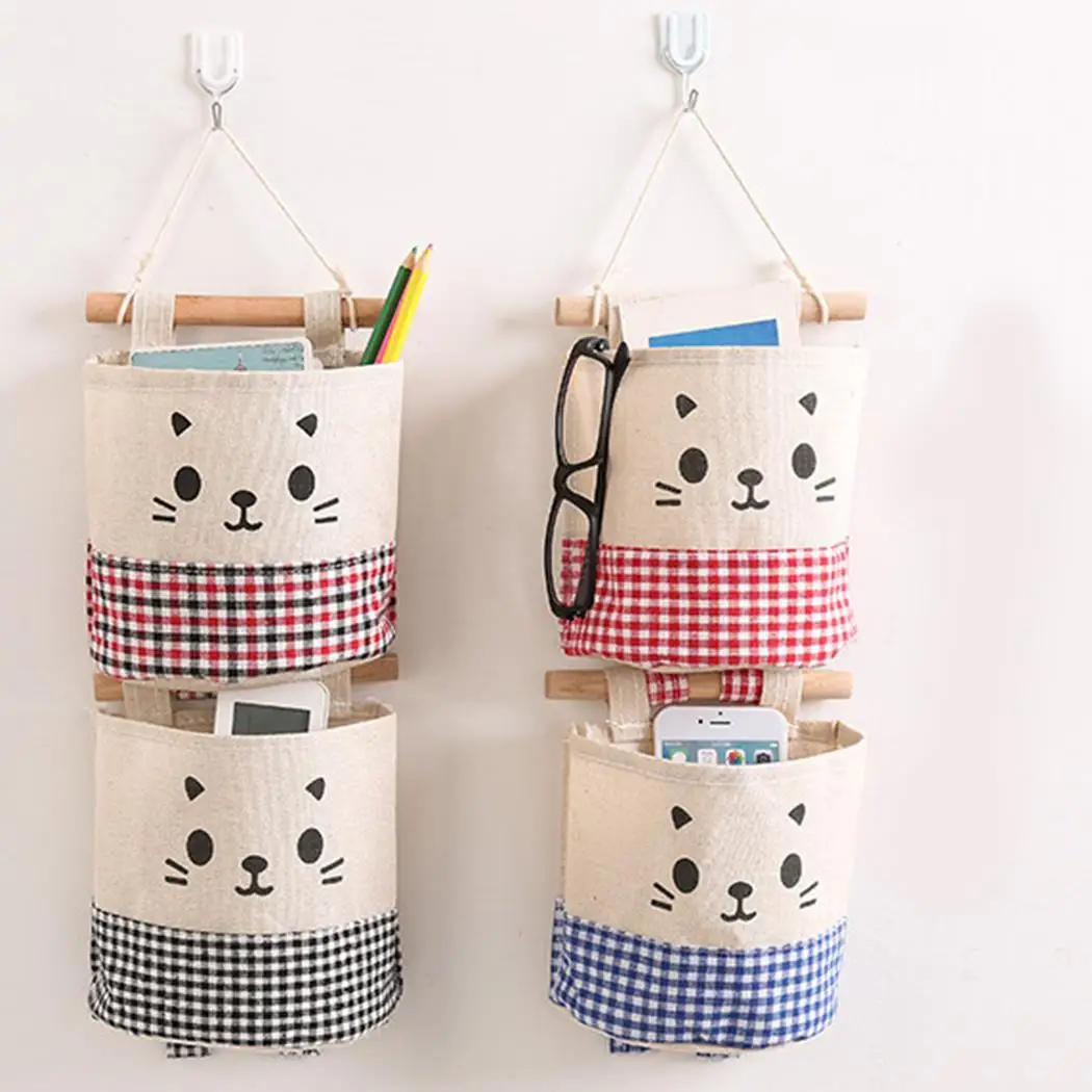 Милая клетчатая Домашняя Кухня Дверь стены красный черный синий подвесной