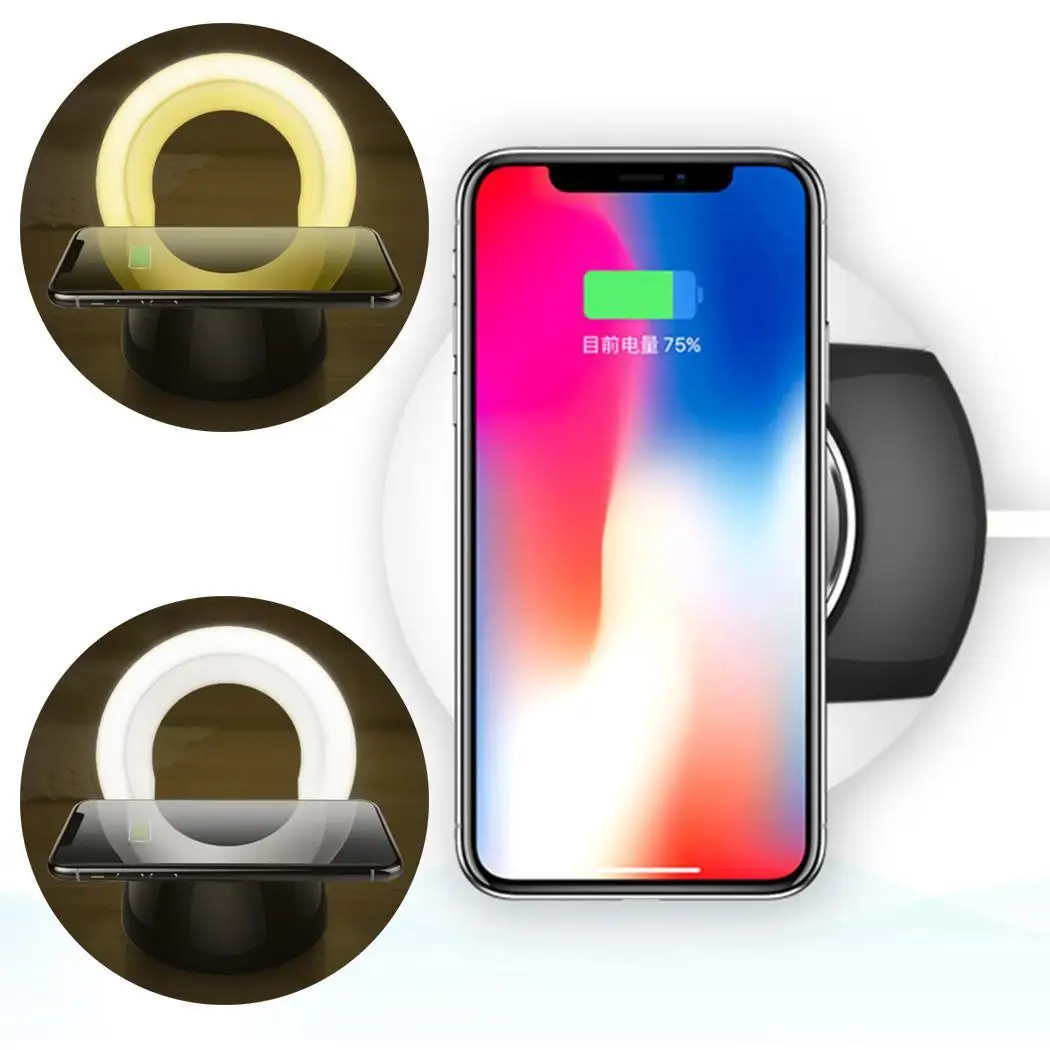 QI Беспроводное зарядное устройство умная Ночная подсветка для IPhone X/8 мобильного