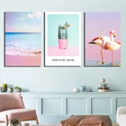 3 предмета Nordic Стиль домашний Декор Декоративные Картины Фламинговые цветок морской плакат холст Картины