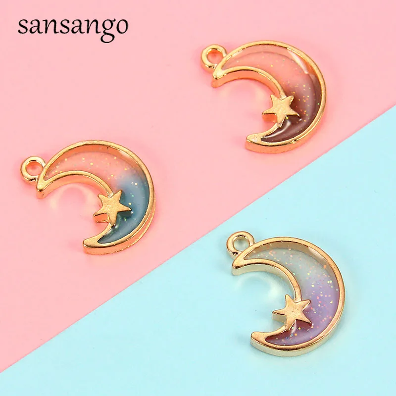

10pcs Dream Moon Charms 3 Colors Enamel Cute Pendants Charms For Jewelry Making Fit Bracelet Beads DIY Earring Necklace Keychain