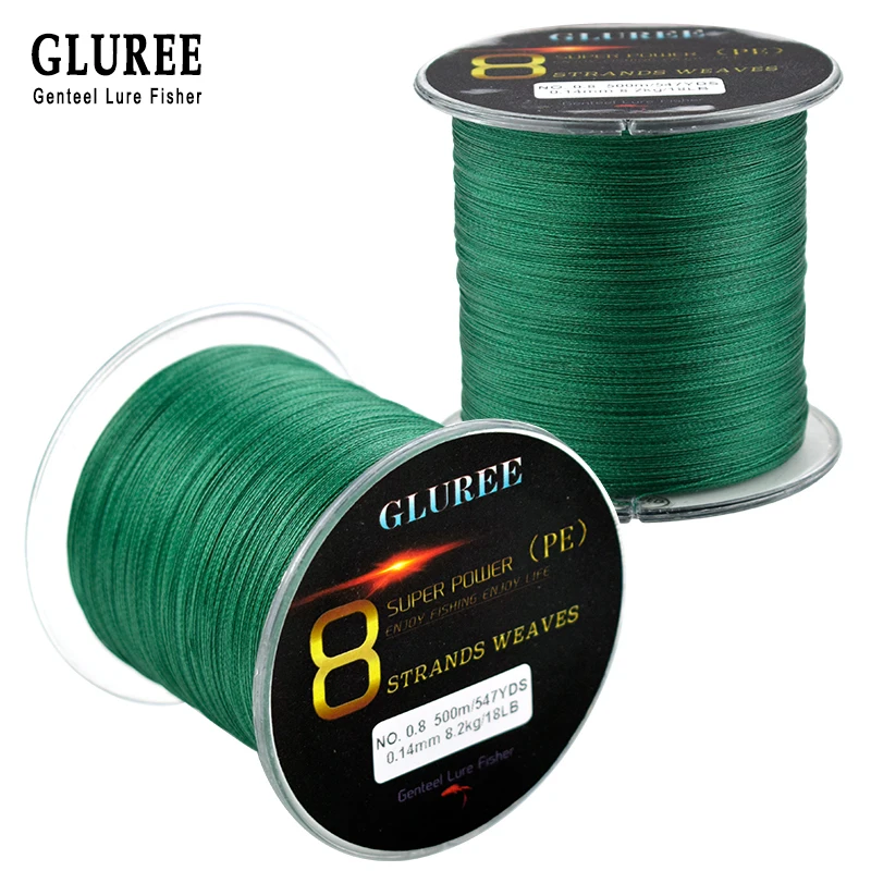 GLUREE 500 м/547 ярдов 8 стоит PE плетеная рыболовная леска из ПЭ 100% Комплексная линия
