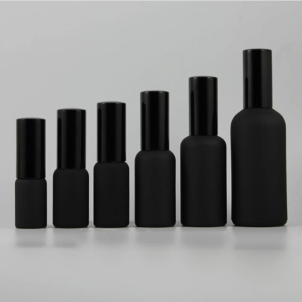 50pcs wholesale 50ml black frosted perfume bottle with black atomiser,  spray mist pump glass bottle, perfume packing