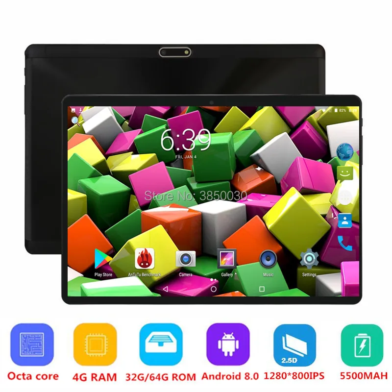 Разблокированный планшет 10 дюймов Восьмиядерный 3G 4G FDD Android 8 0 с двумя слотами для