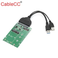 cablecc sata 22pin 2 5hard disk to usb 3 0 to 2 in 1 combo mini pci e 2 lane m 2 ngff bm key msata ssd converter adapter
