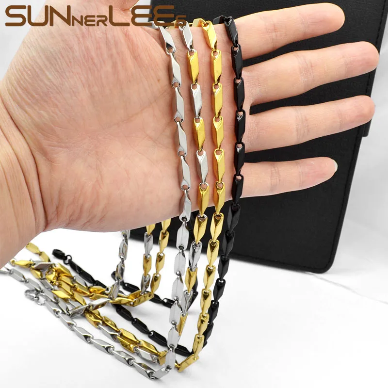 SUNNERLEES 316L ожерелье из нержавеющей стали 3 ~ 5 мм Геометрическая звеньевая цепочка