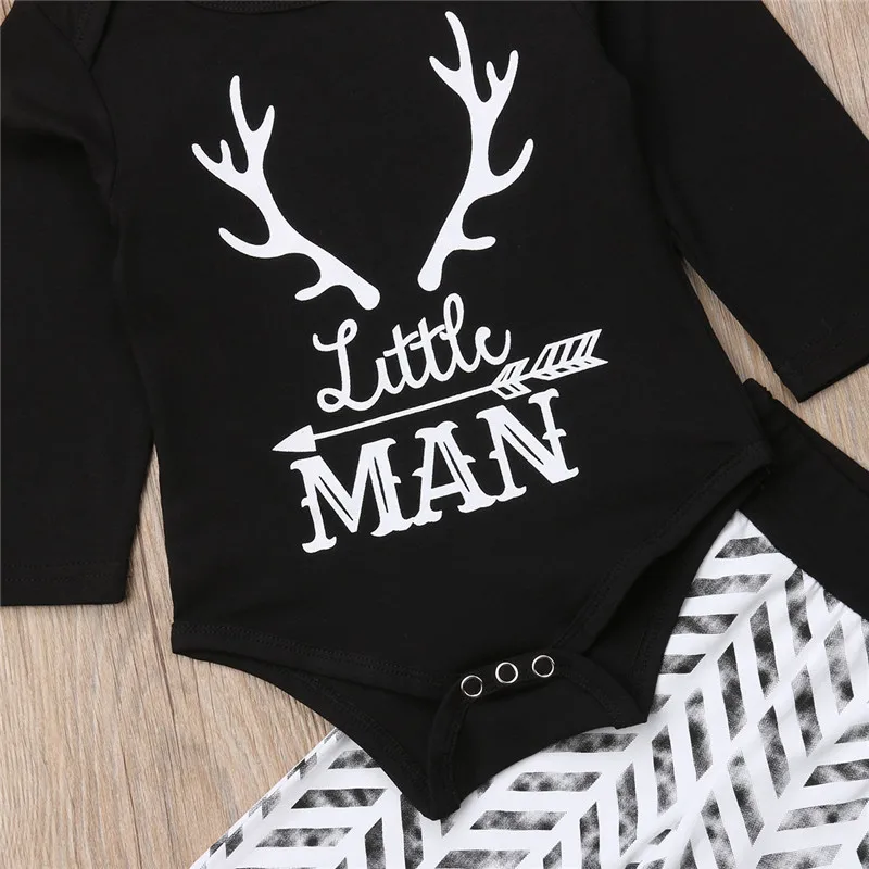Brand Newest Newborn Infant Baby Boys Outfits Clothes Litter Man Bodysuit Pants Leggings Set Long Sleeve Cotton Clothing |