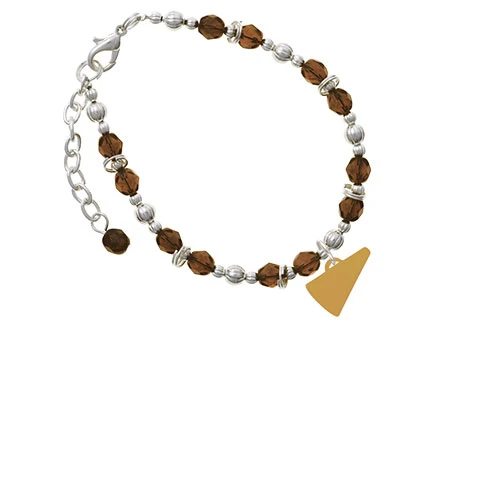 Acrylic 3/4" Goldtone Megaphone Brown Beaded Bracelet | Bracelets