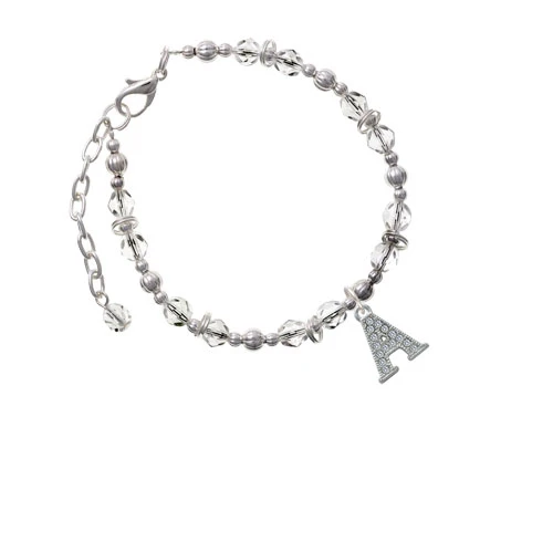 Браслет Silvertone Crystal Initial A из прозрачных бусин| |