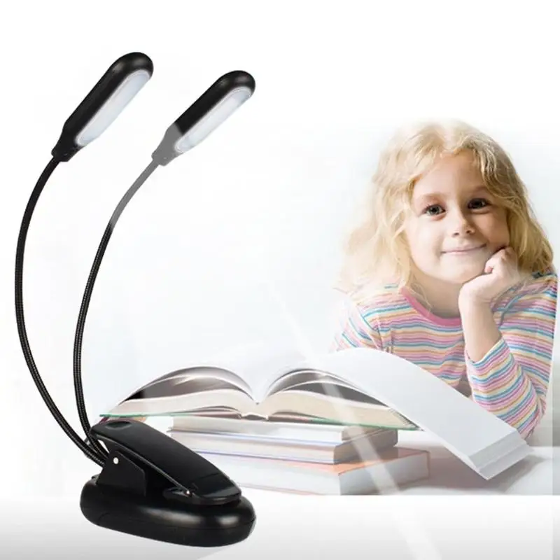 Двойная головка 10 светодио дный прикроватная Подставка on Book Light Dorm Eye Protect лампа