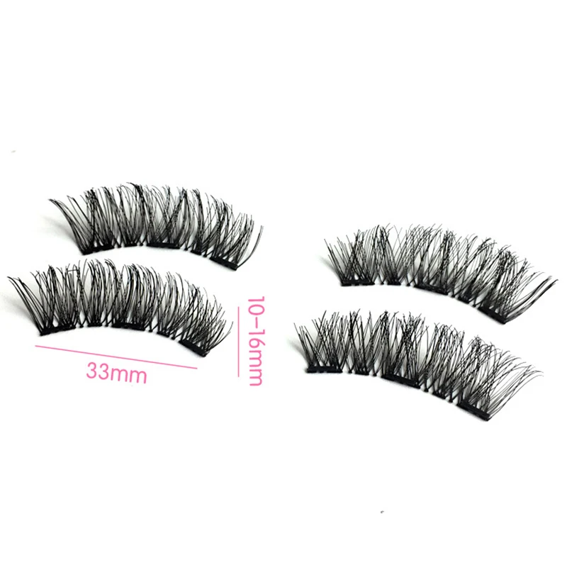 8pcs/2pair 2 Magnetic Eyelashes 3D Handmade False Eyelash Mink Reusable Magnets Triple Natural Soft Hair | Красота и здоровье