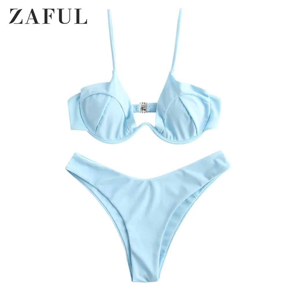 ZAFUL новинка W образное мягкое бикини на косточках 2019 тонких бретельках