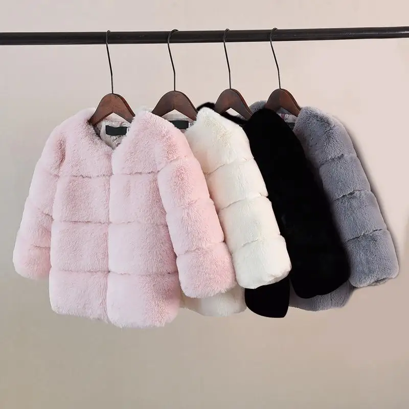 New Winter Girls Fur Coat Elegant Baby Girl Faux Jackets And Coats Thick Warm Parka Kids Outerwear Clothes | Детская одежда и