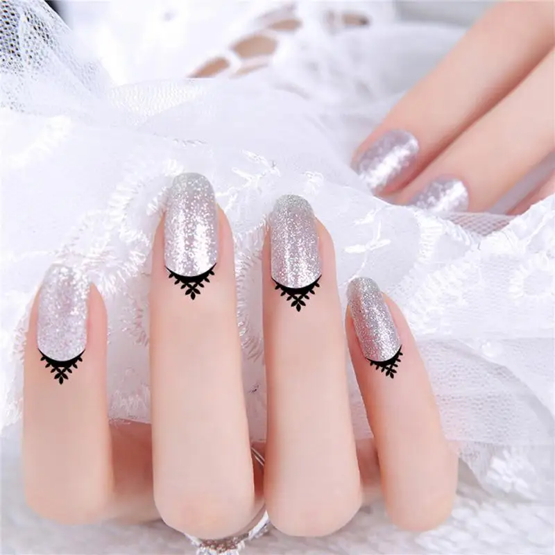 4 типа кутикула ноготь Искусство ожерелье тиара стиль Временная татуировка