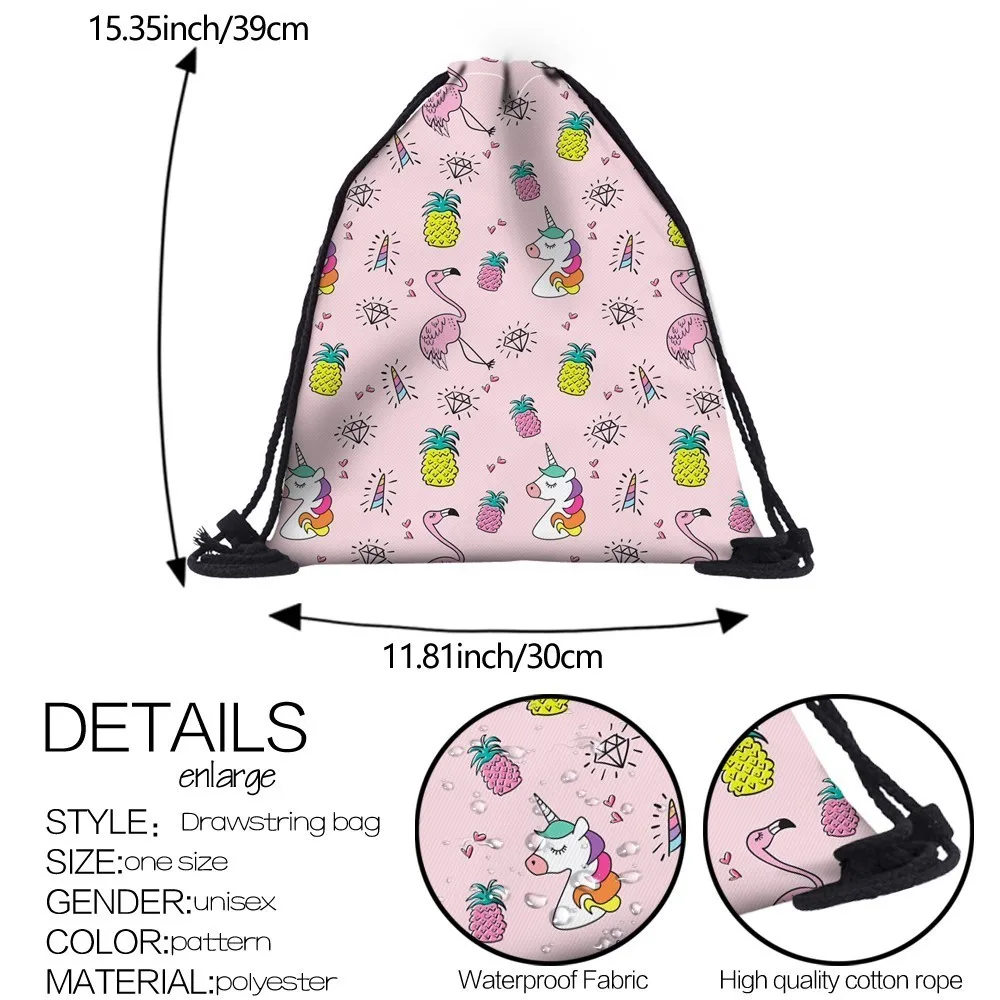 Deanfun рюкзак на шнурке с единорогом Фламинго водостойкая сумка Заказные рюкзаки