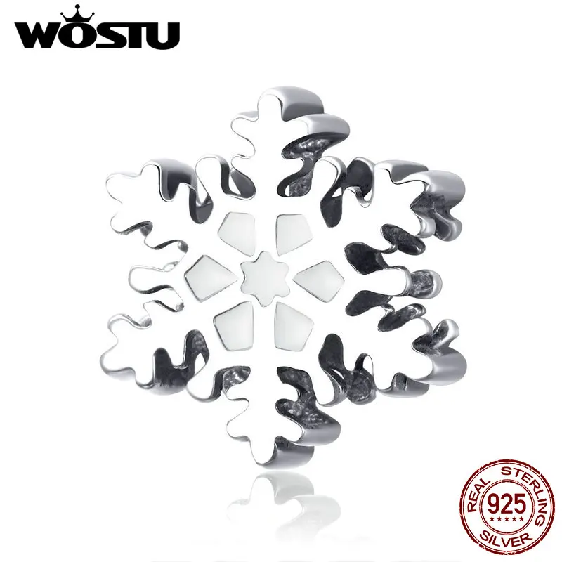 WOSTU новый 925 стерлингового серебра Очаровательная Снежинка из бисера CZ Бусины